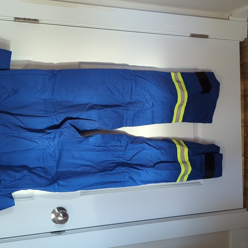 Blue Coveralls with Reflective Stripes - Picture 4 of 11